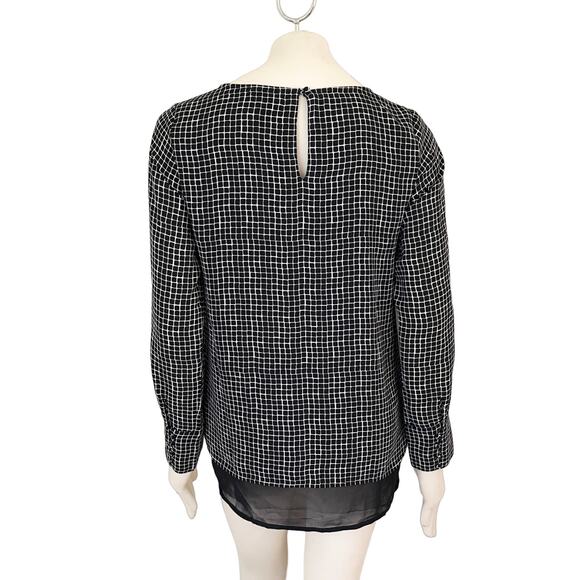 THE LIMITED Crosshatch Print Layered Tunic Blouse in Black White SZ S - Picture 7 of 11